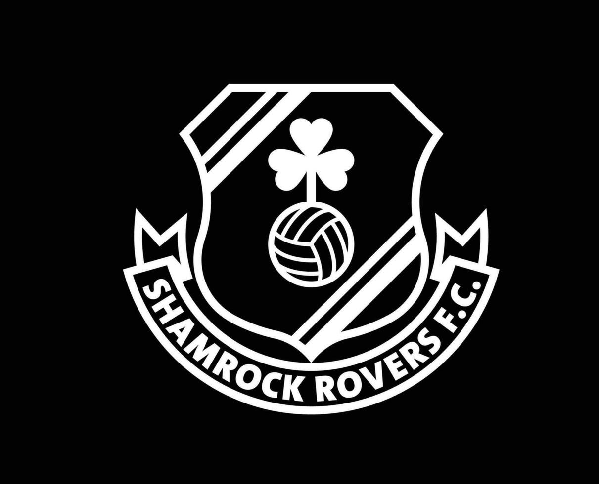 Shamrock Rovers Club Logo Symbol White Ireland League Football Abstract Design Vector Illustration With Black Background