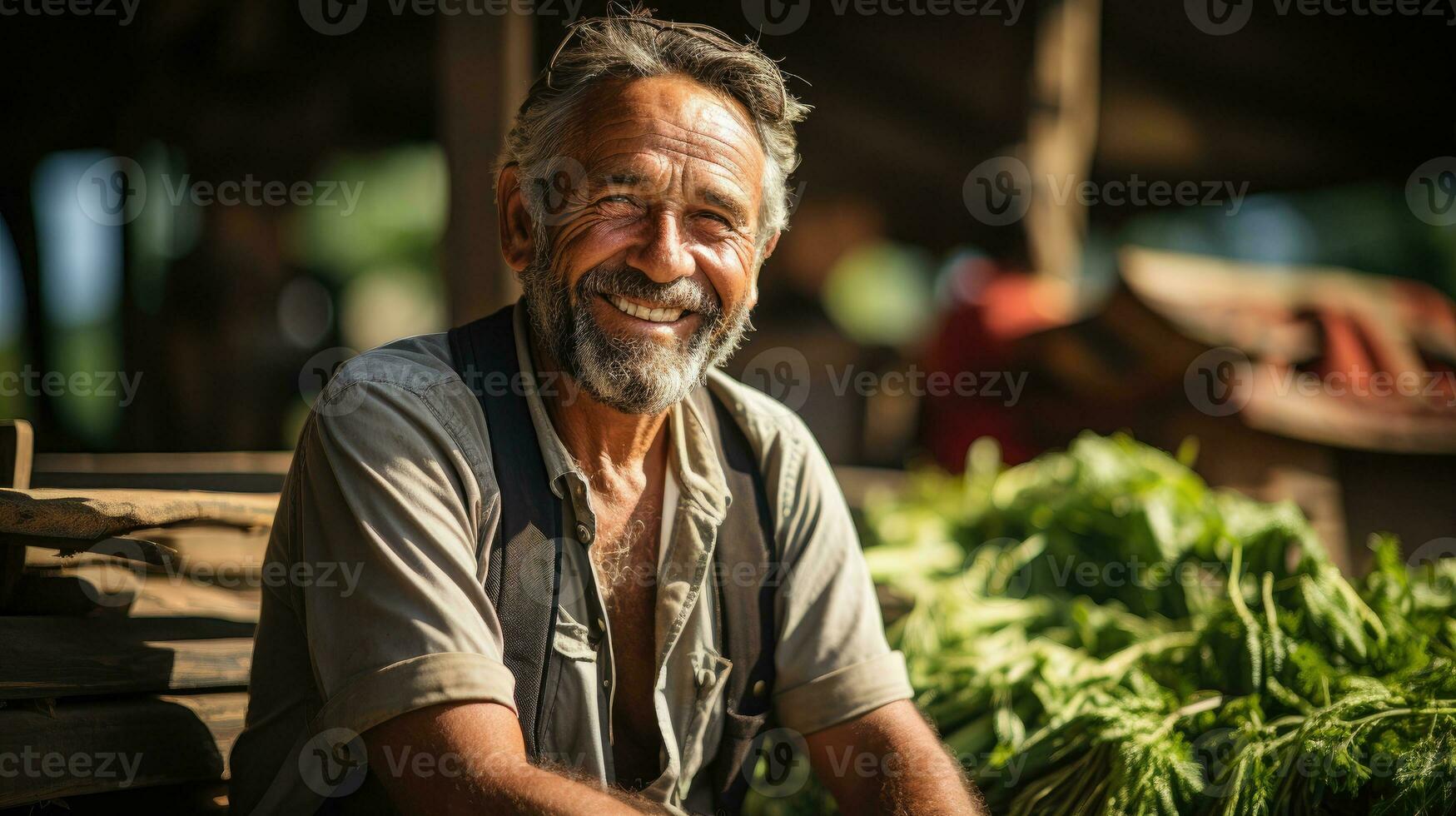 Farmer smile in Farm AI Generated photo