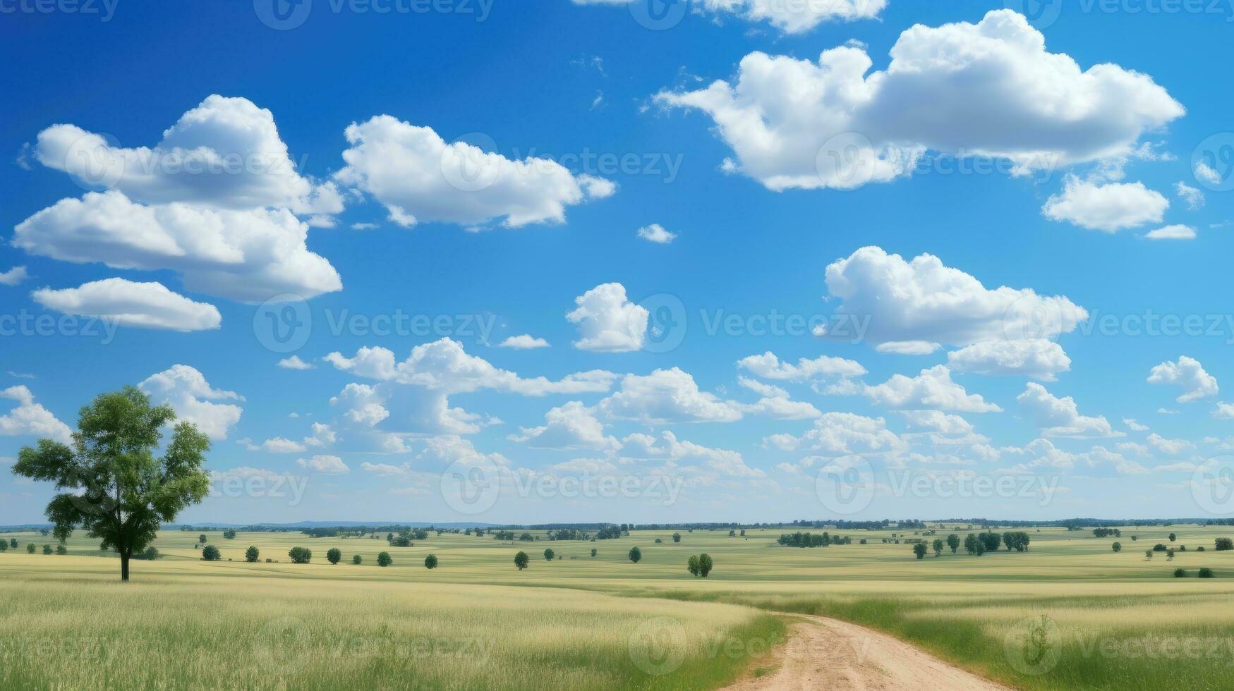 Summer day and clouds in the blue sky AI Generated photo