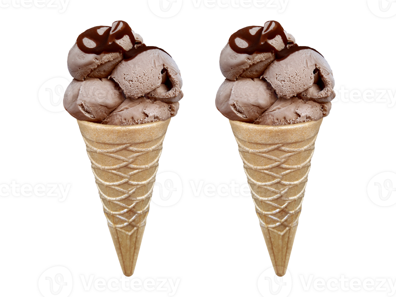 Chocolate Ice cream in the cone, transparent background png
