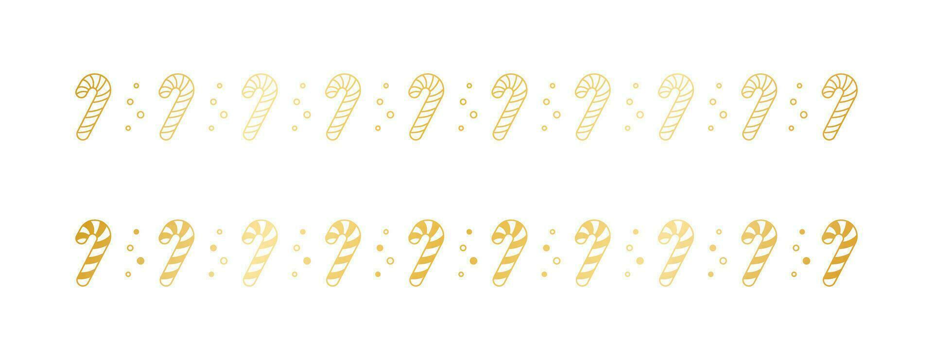 Gold Christmas themed decorative border and text divider, Candy Cane Pattern Outline and Silhouette. Vector Illustration.