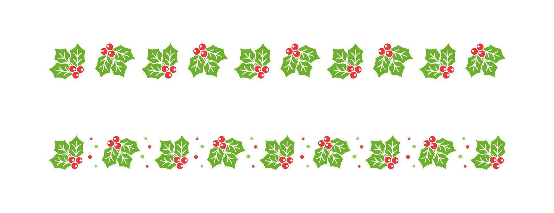 Christmas themed decorative border and text divider set, Mistletoe Pattern. Vector Illustration.