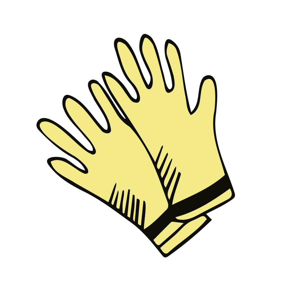 jardinería plano amarillo guantes para trabajo aislado en blanco antecedentes vector ilustración. agricultura mano proteccion, guantes la seguridad