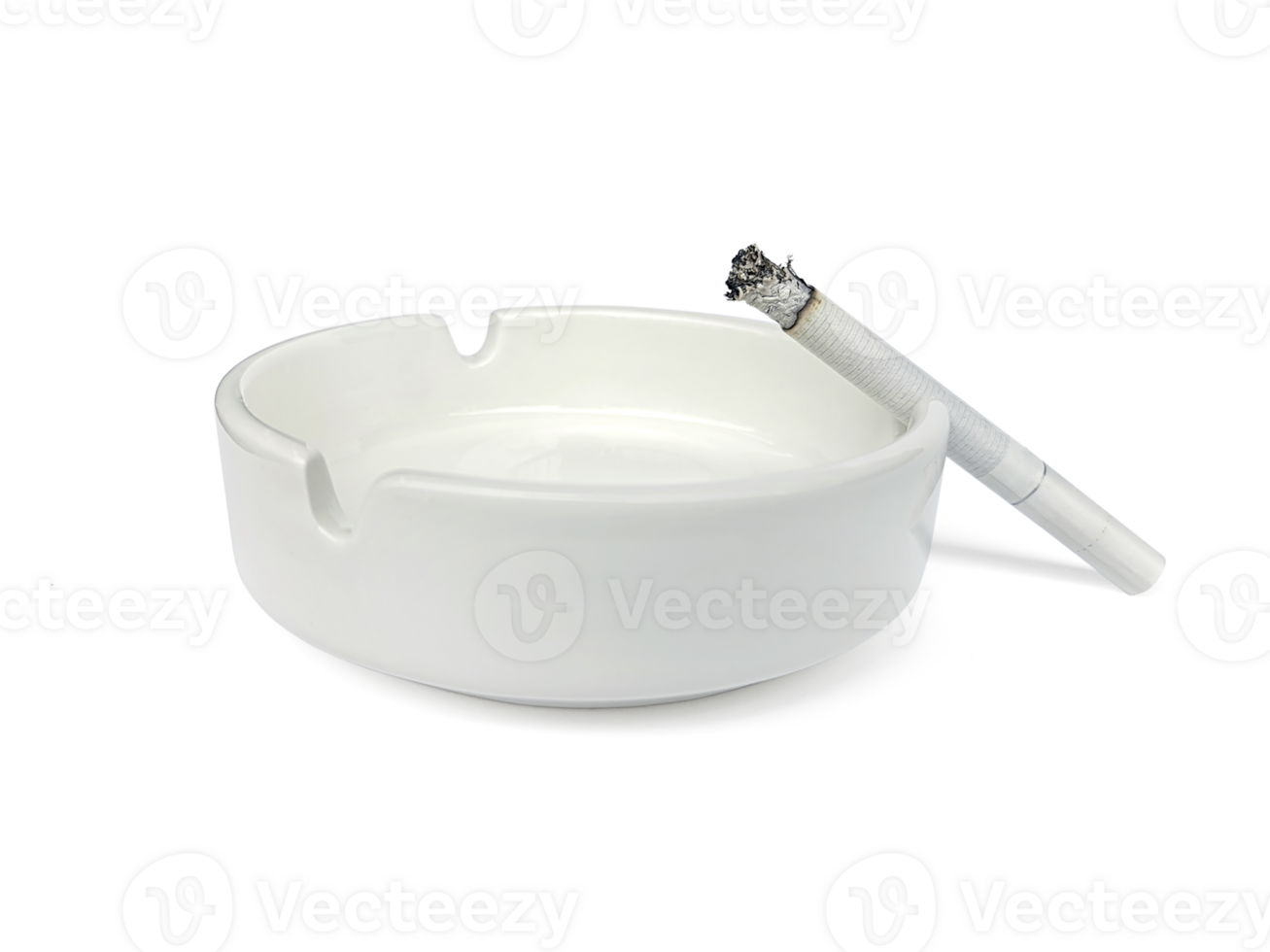 White ashtray and cigarette, transparent background png