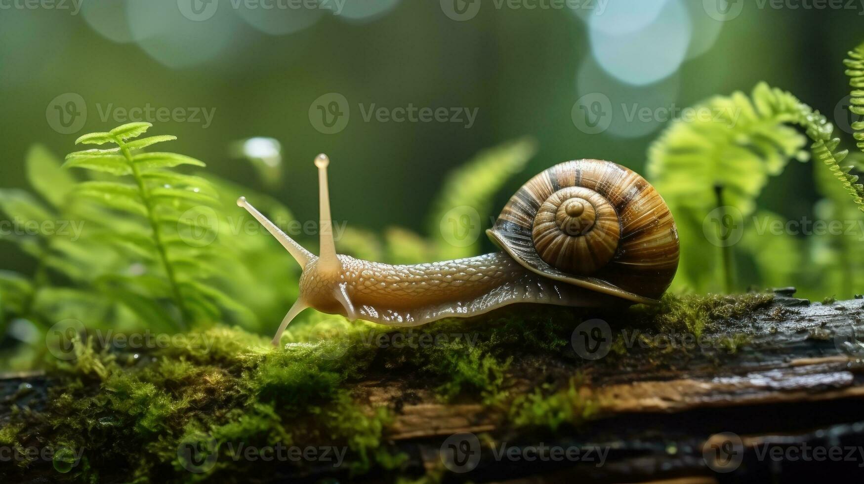 caracol en el bosque ai generado foto