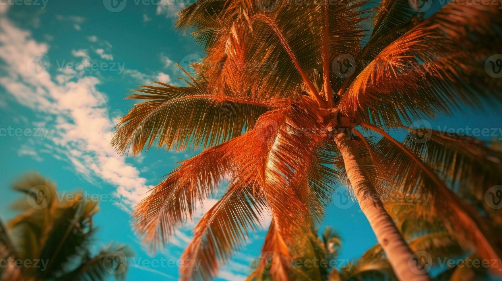 Tropical palm tree background AI Generated photo