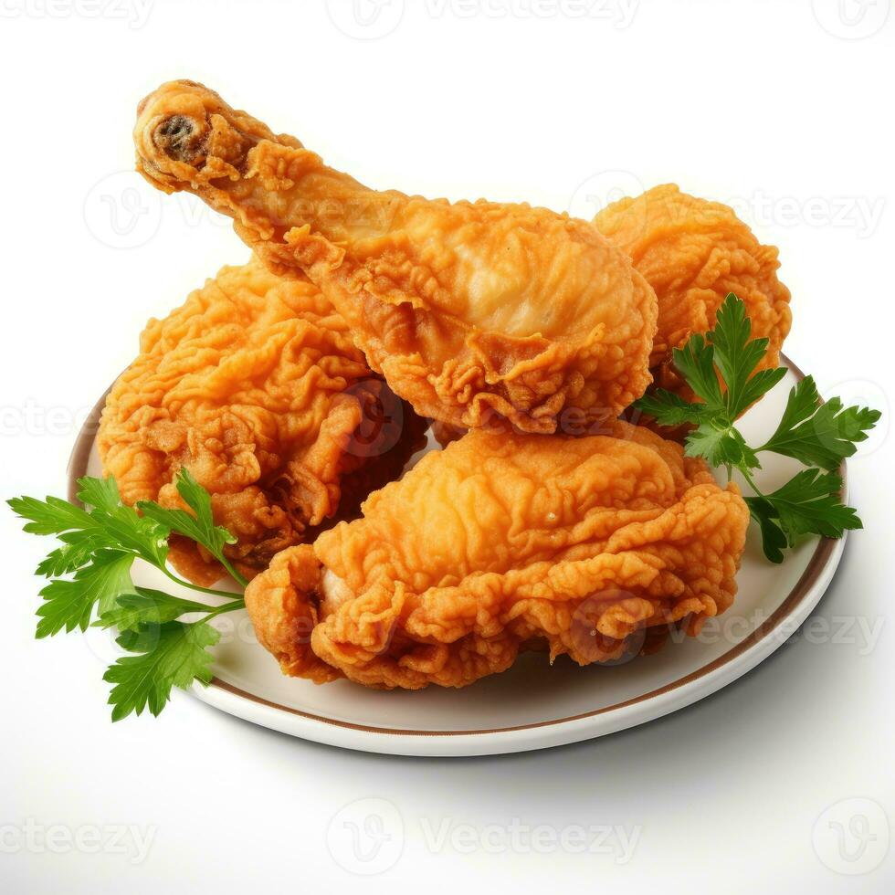 Fried chicken Isolated on white background AI Generated photo