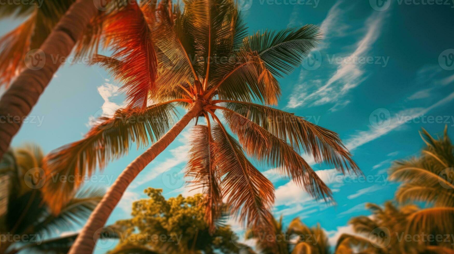 Tropical palm tree background AI Generated photo