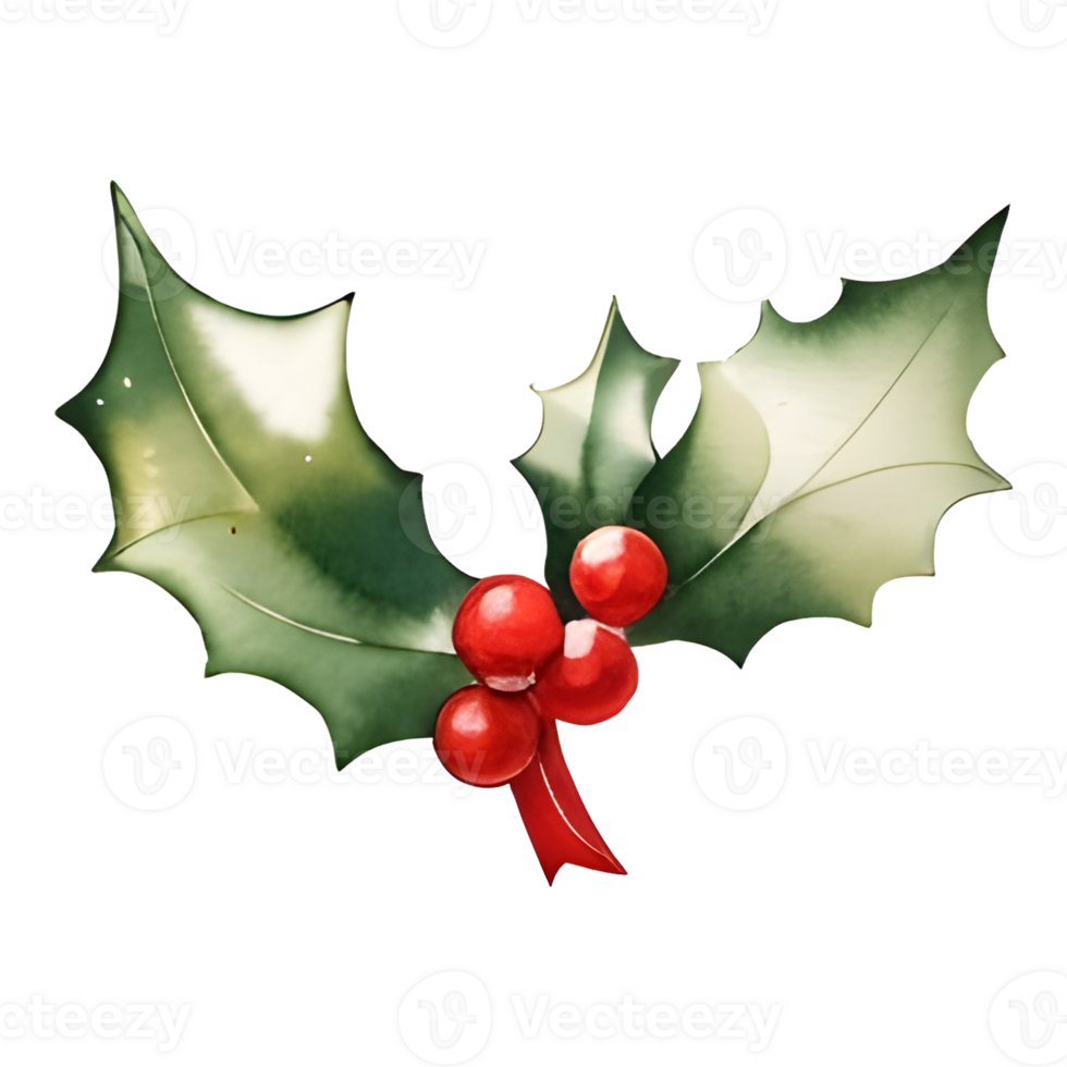 Christmas holly and berries isolated on the background, Christmas themes, generative AI png