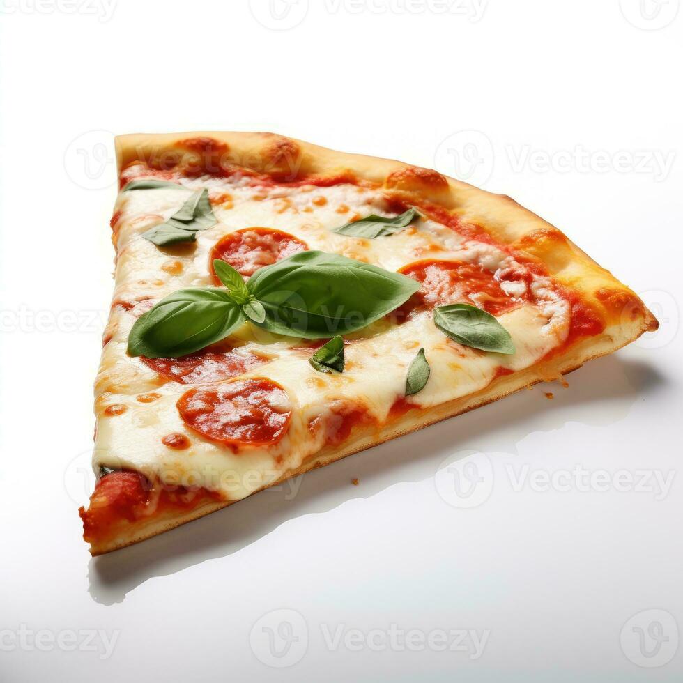 margherita Pizza pedazo aislado en blanco antecedentes ai generado foto