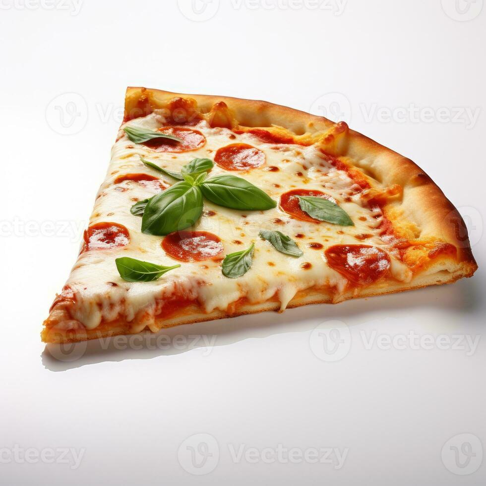 Margherita pizza piece Isolated on white background AI Generated photo