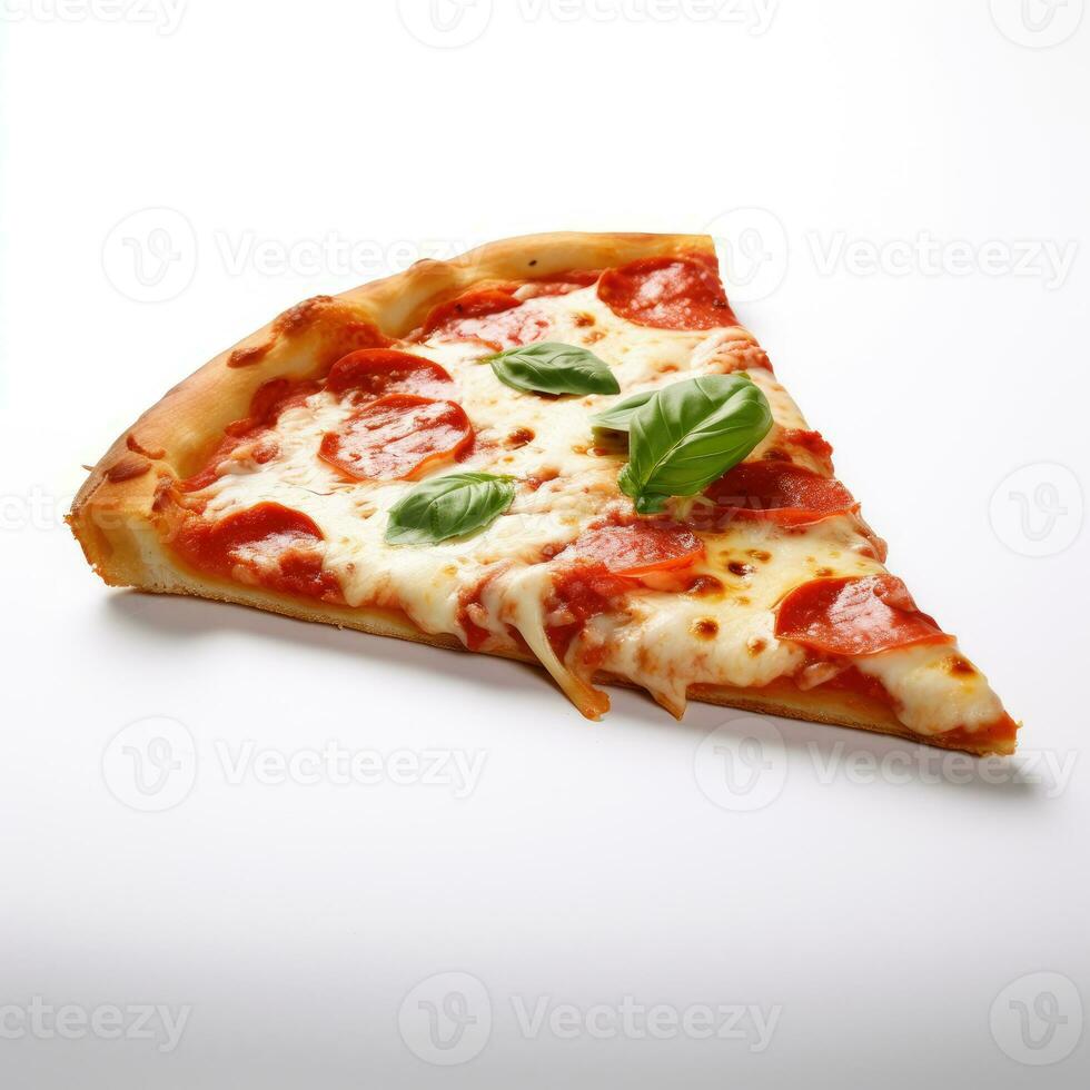Margherita pizza piece Isolated on white background AI Generated photo