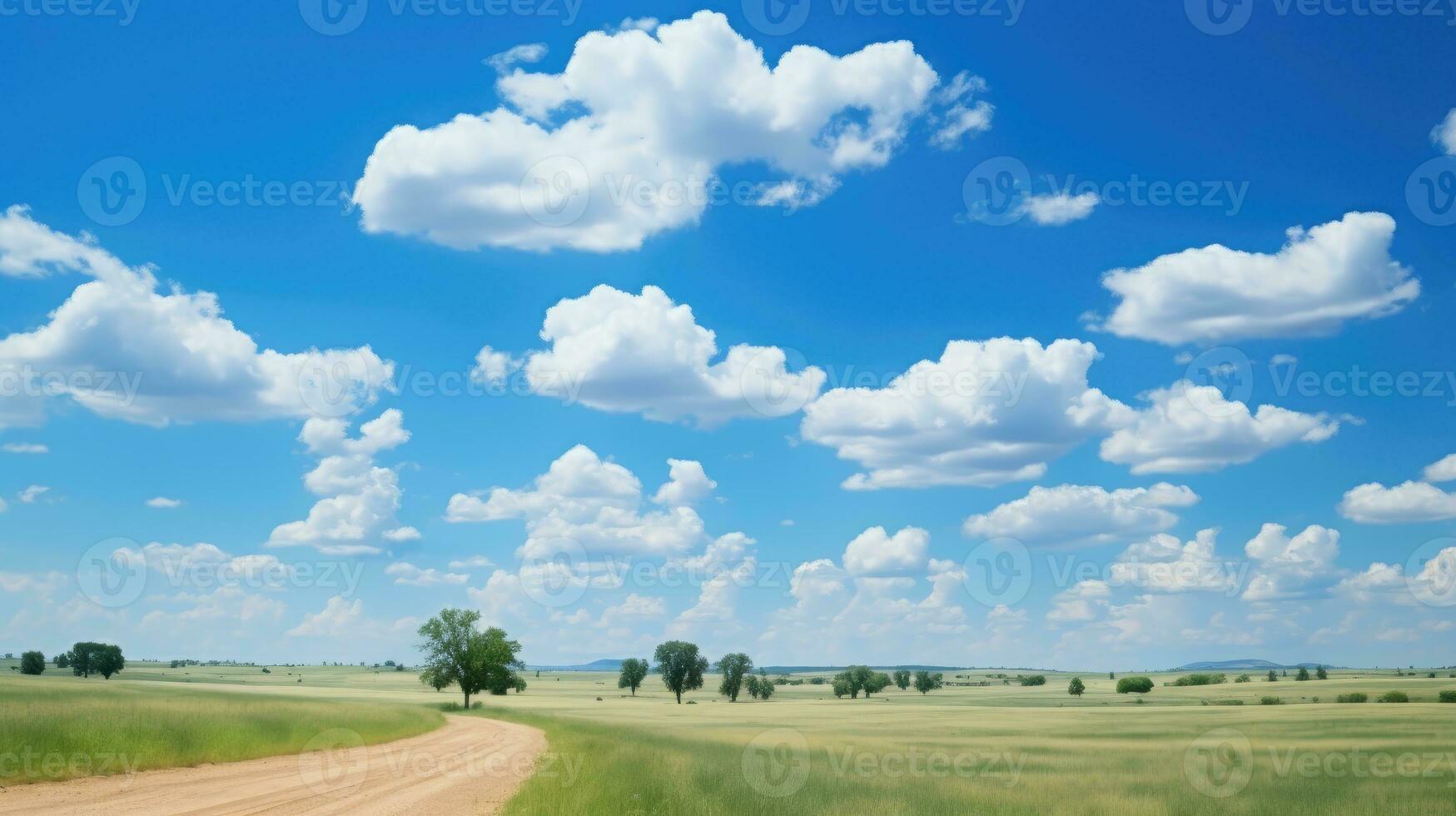 Summer day and clouds in the blue sky AI Generated photo