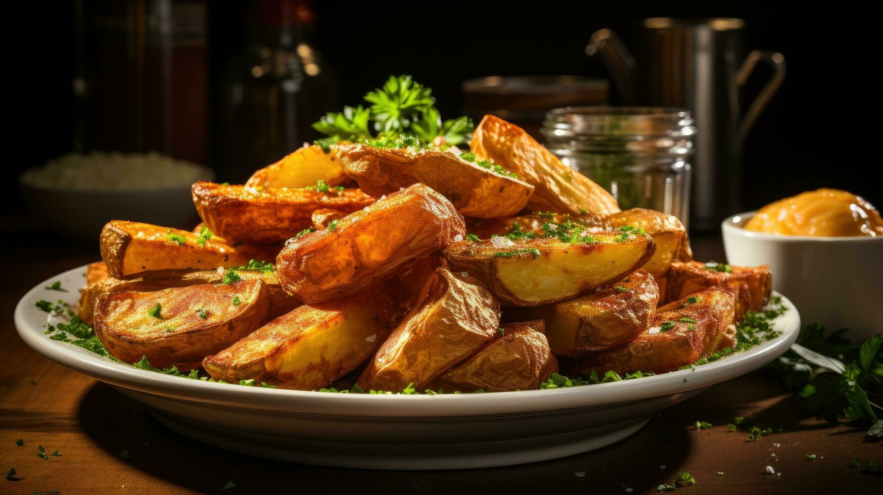 Fried potato wedges AI Generated photo