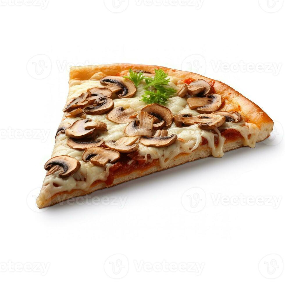 Mushroom pizza slice Isolated on white background AI Generated photo