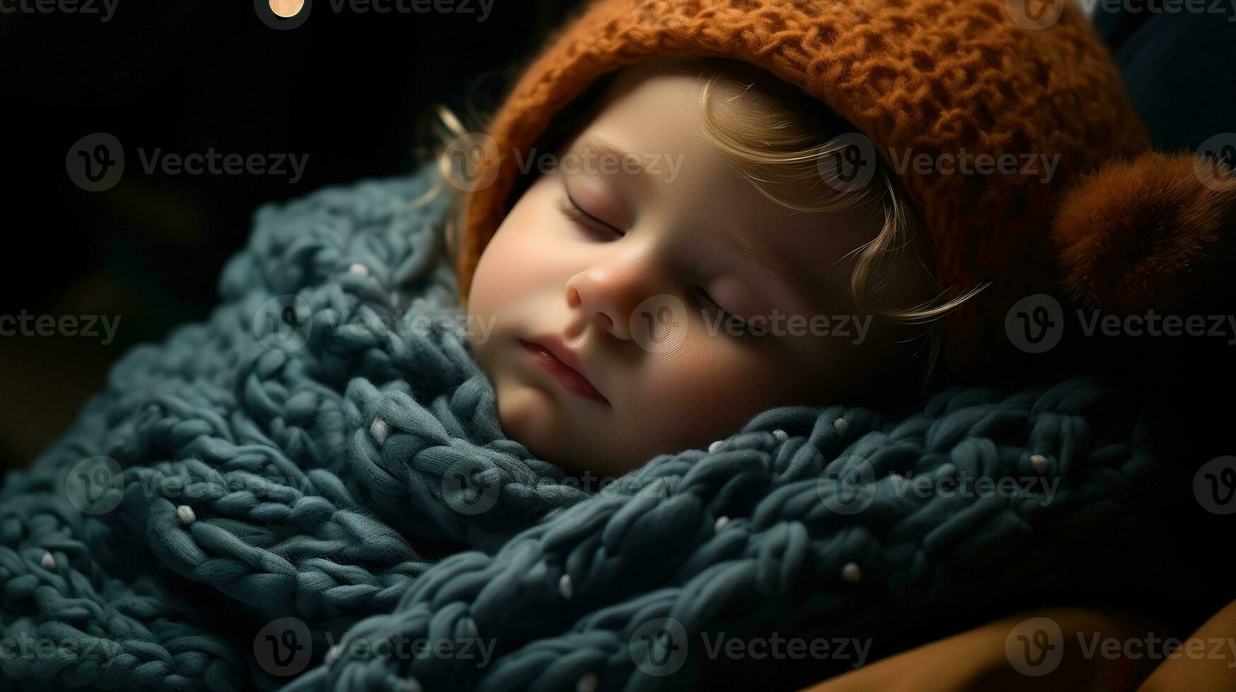 Cute newborn boy sleeping AI Generated photo