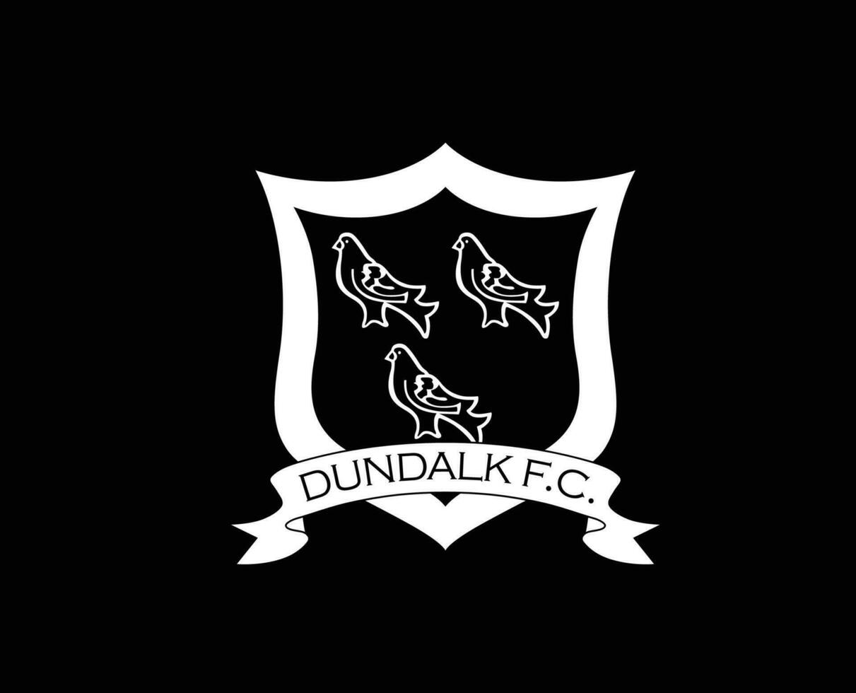 Dundalk FC Club Symbol Logo White Ireland League Football Abstract Design Vector Illustration With Black Background