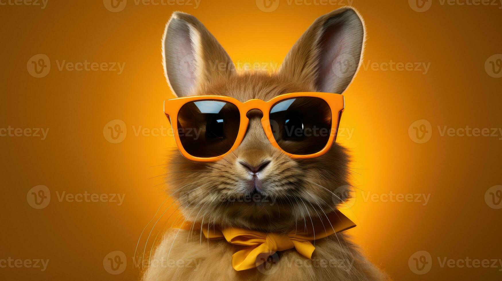 Cute rabbit wearing sunglasses AI Generated photo