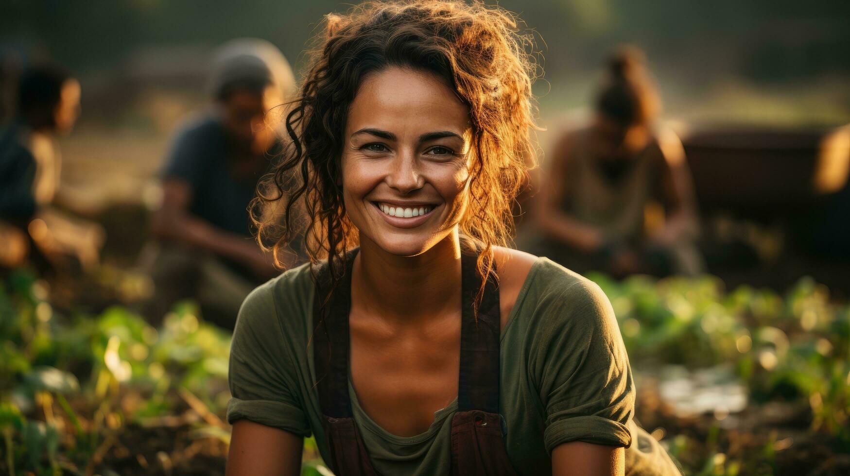 Farmer woman smile in Farm AI Generated photo