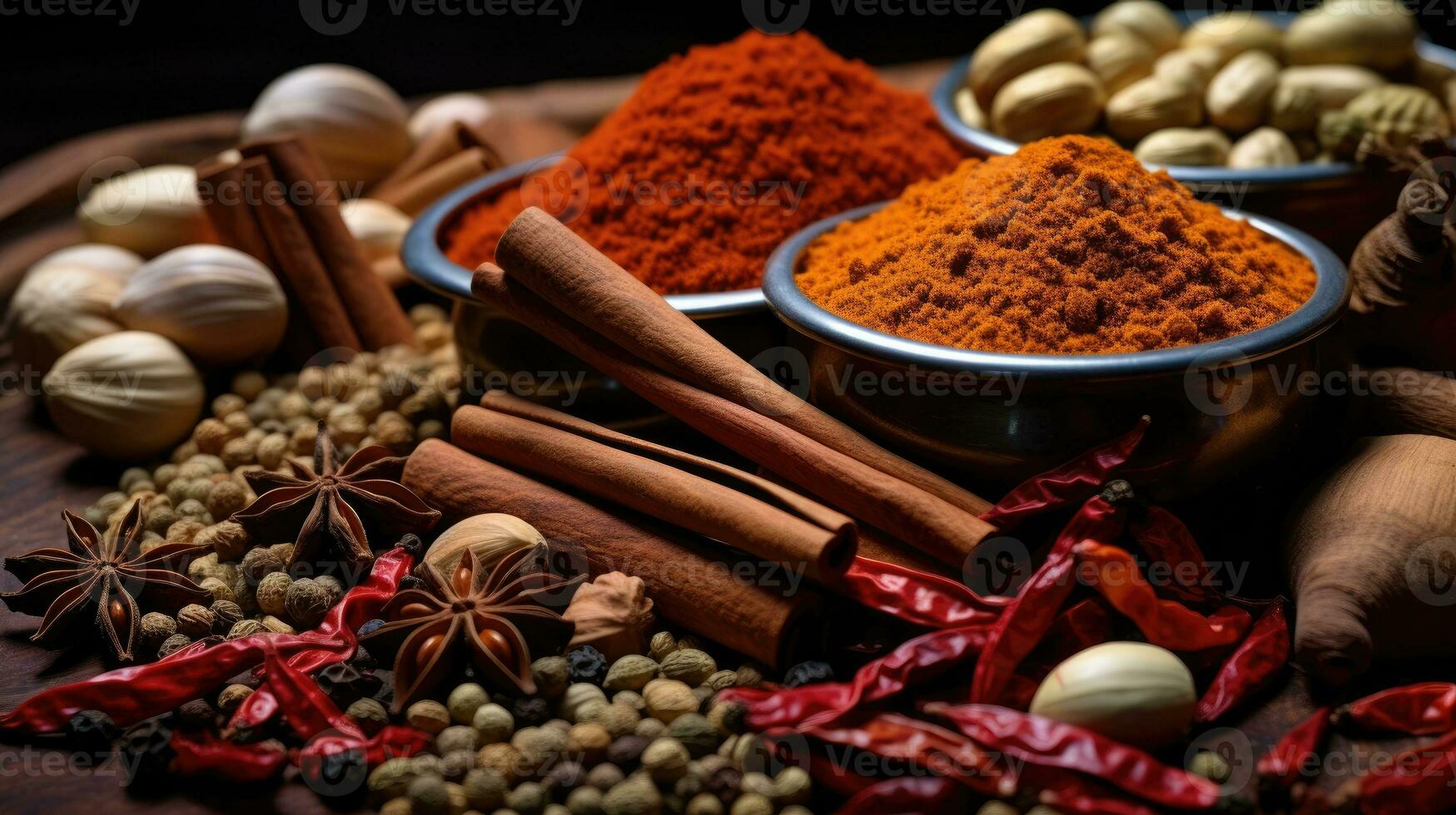 Closeup of spices AI Generated photo