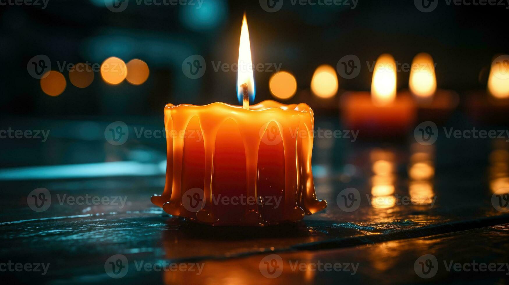 Glowing candle at nigh AI Generated photo