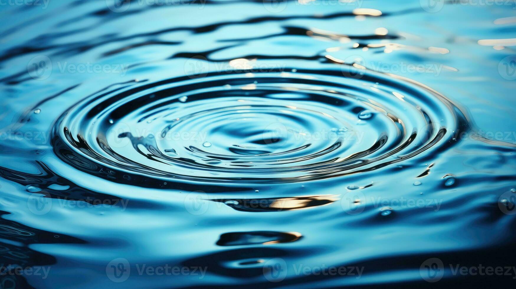 Ripples and rings in the aqua liquid background AI Generated photo