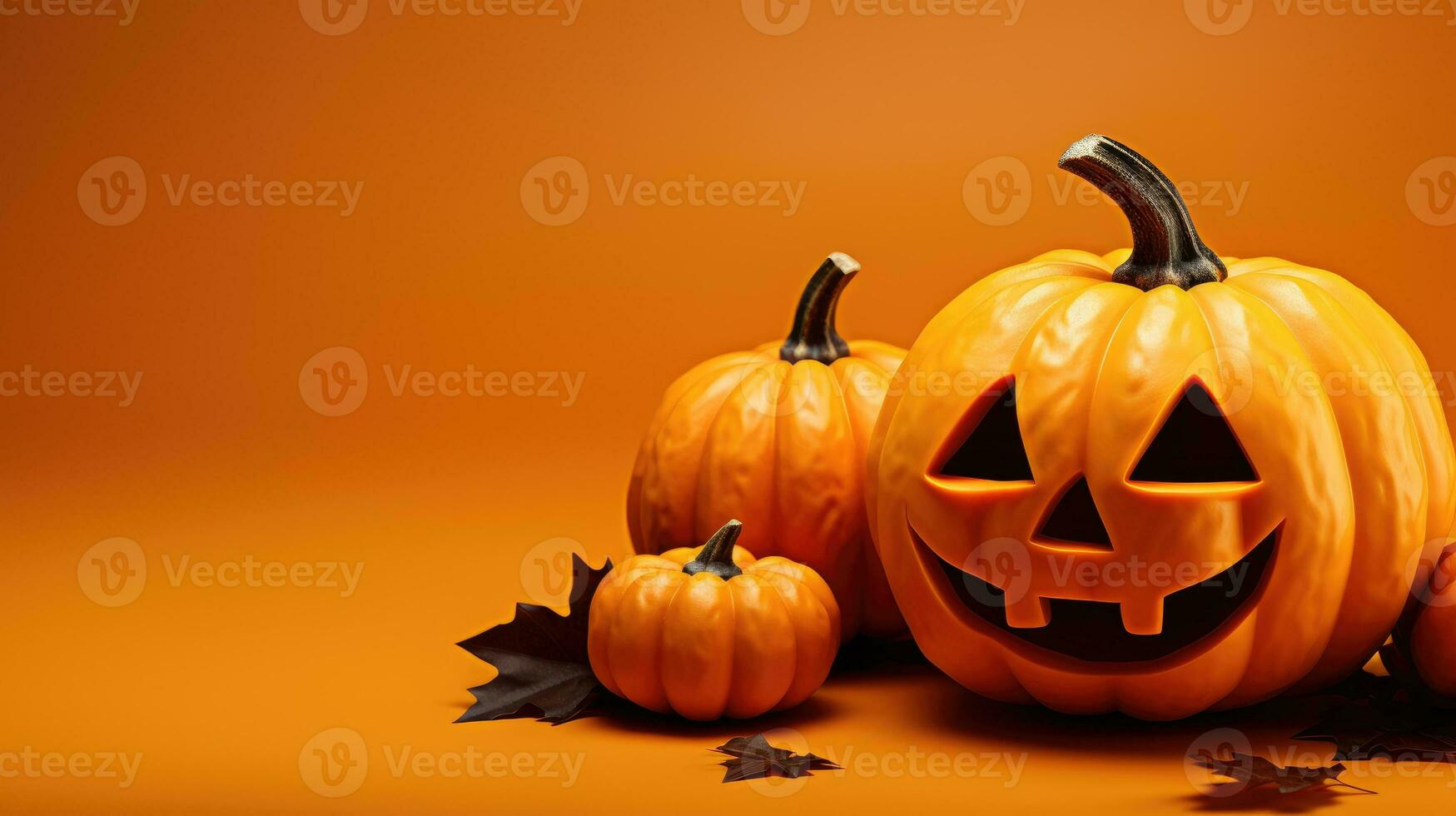 Pumpkin Halloween on orange background AI Generated photo