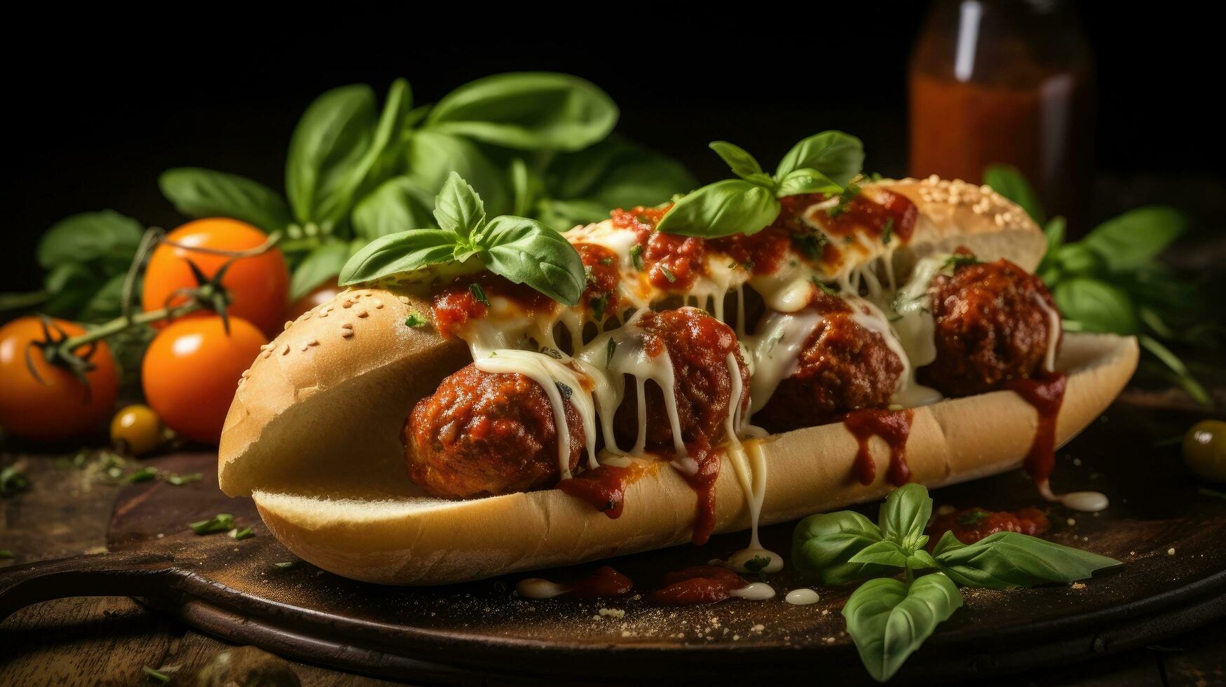 Meatball sandwiches AI Generated photo