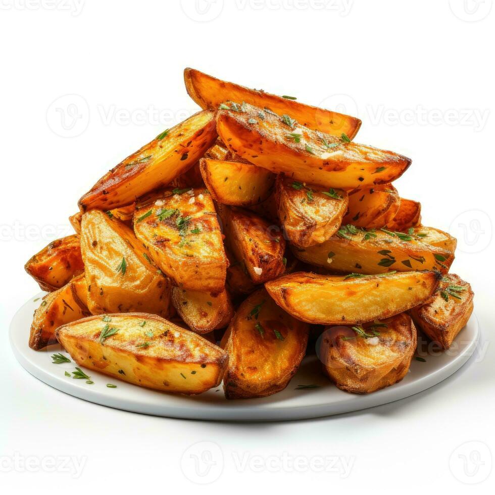 frito patata porciones aislado en blanco antecedentes ai generado foto