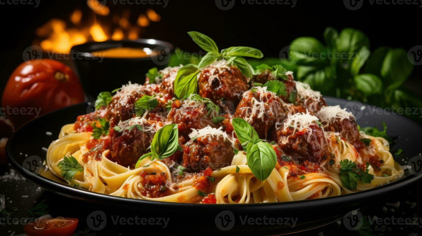 Pasta With Meatballs AI Generated photo