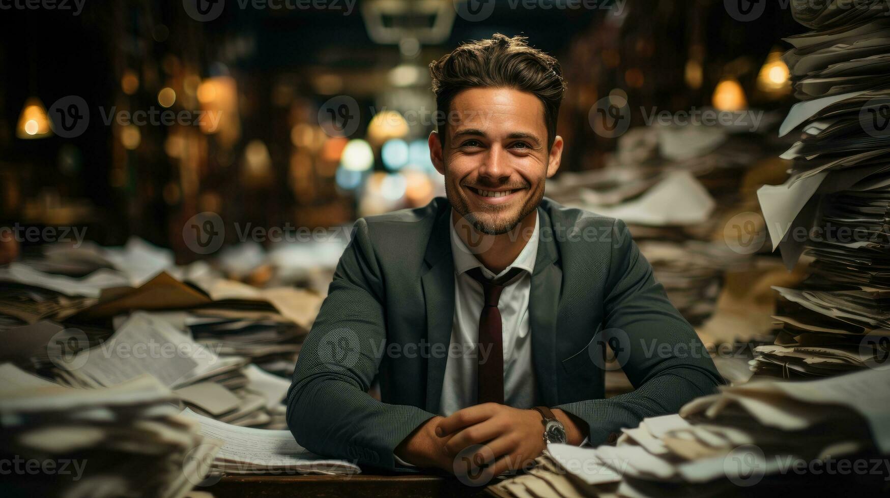 Businessman happy with work AI Generated photo