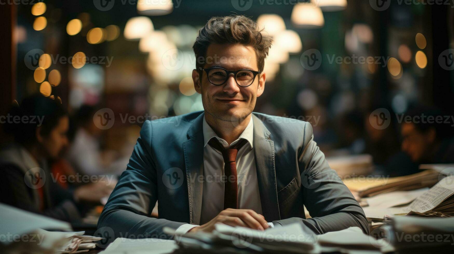 Businessman happy with work AI Generated photo