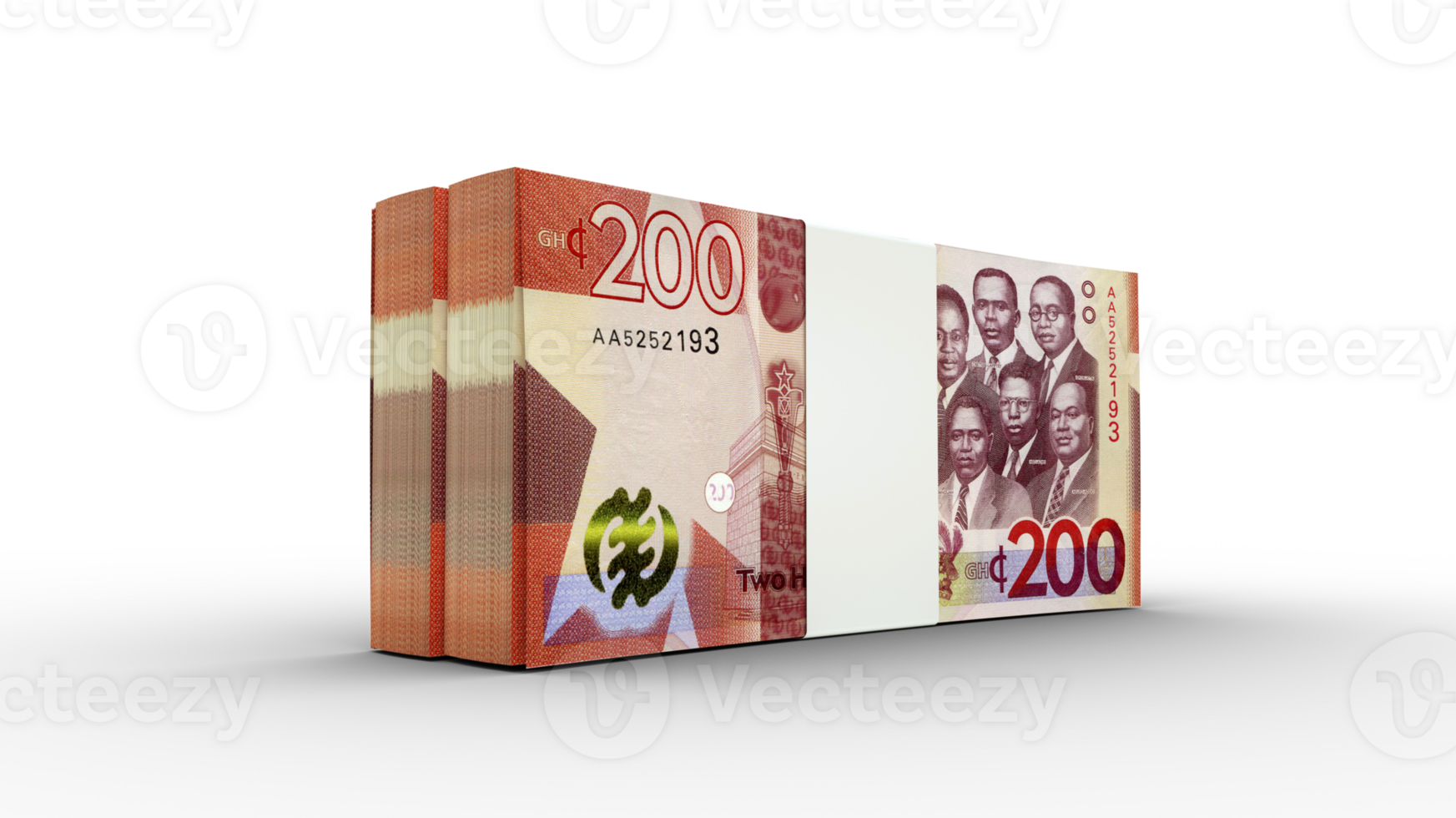 3d rendering of Stacks of Ghanaian cedi notes. Few bundles of Ghanaian currency png