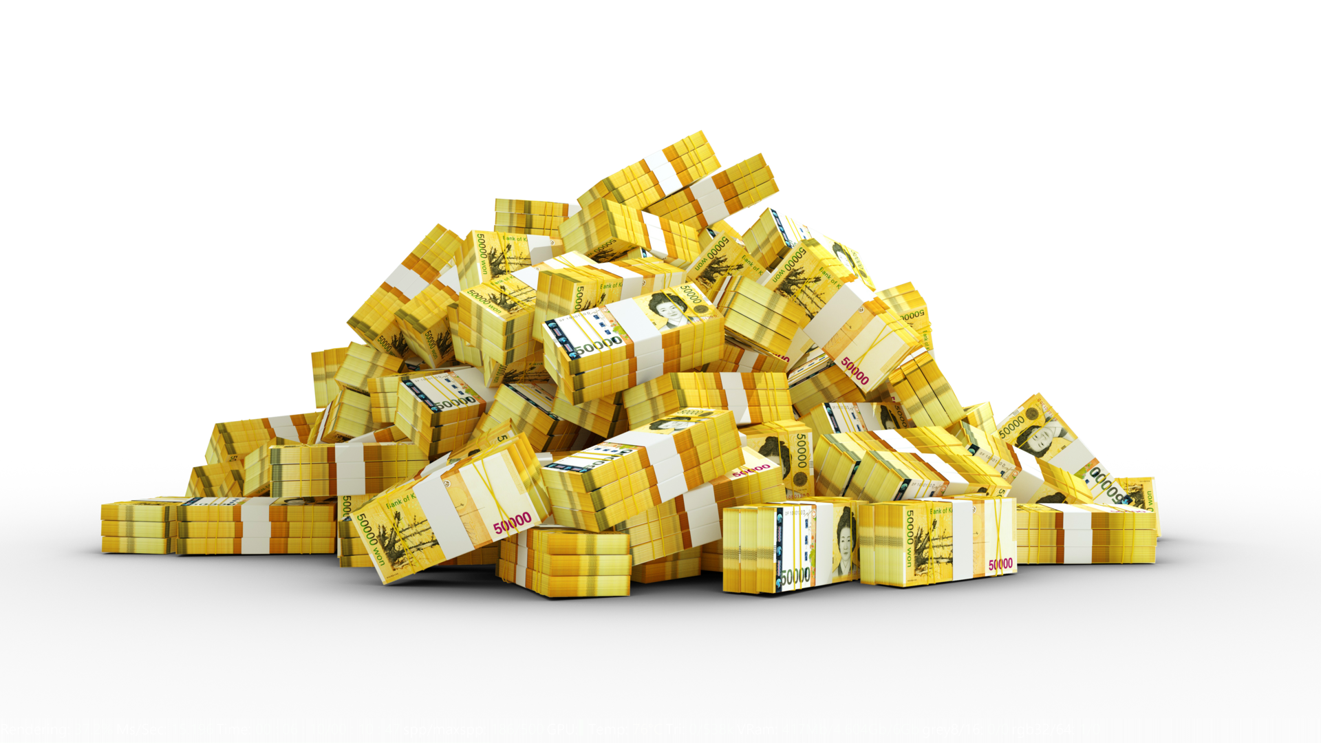 Big Pile Of Bundles Of 50000 South Korean Won Notes 3d Rendering Of big-pile-of-bundles-of-50000-south-korean-won-notes-3d-rendering-of