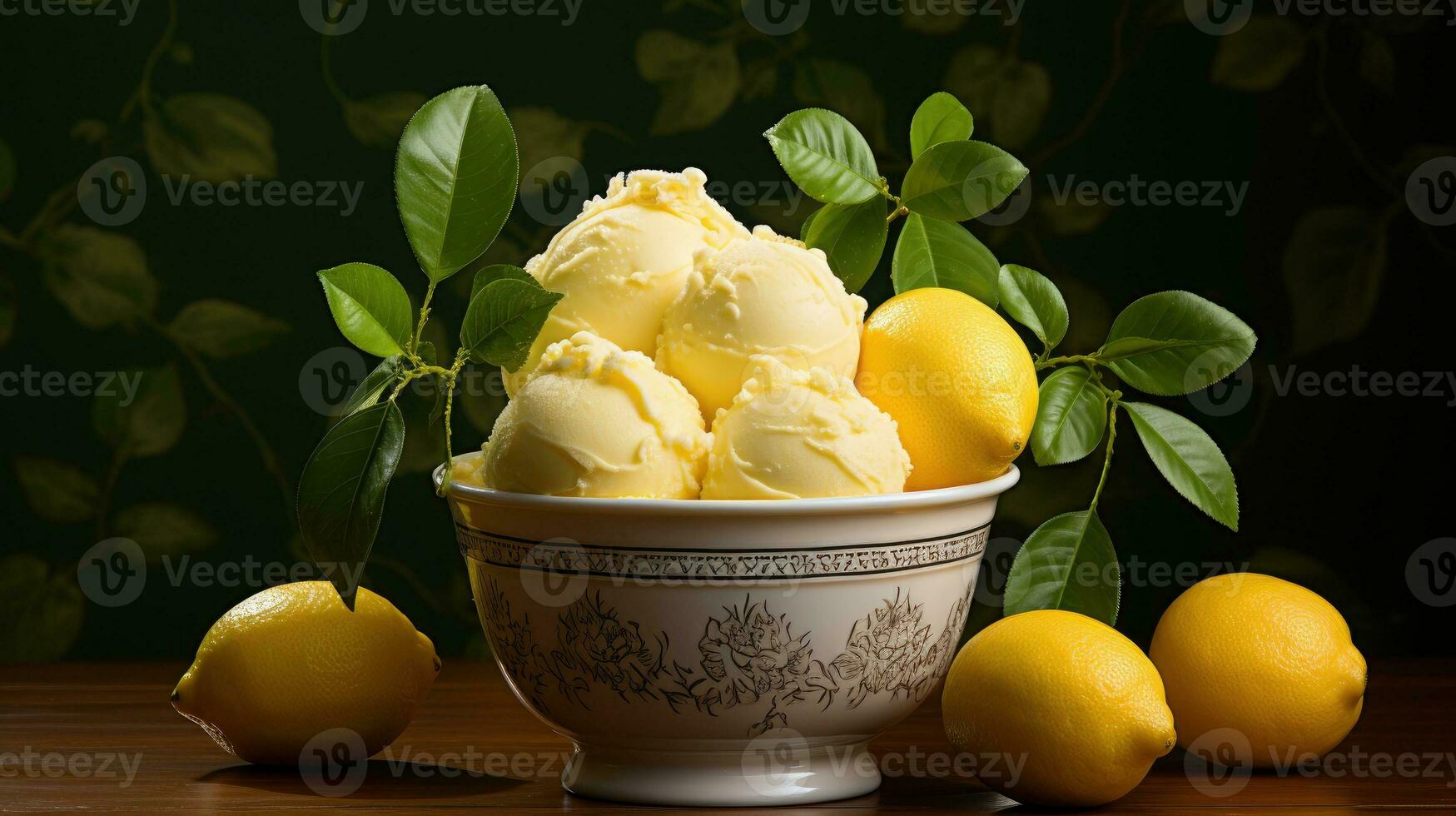 Lemon ice cream AI Generated photo