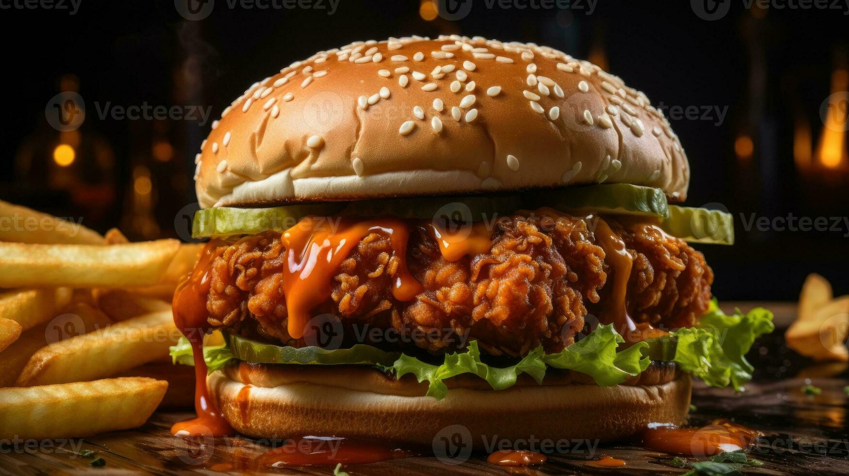Crispy chicken burger AI Generated photo