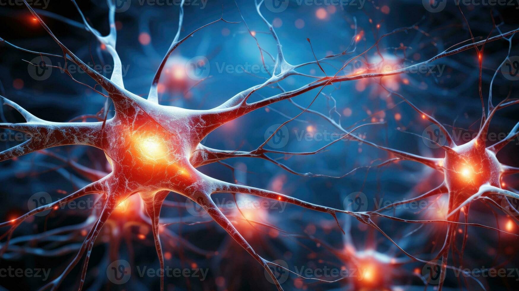 Neurons communicate with each other using electrochemical AI Generated photo
