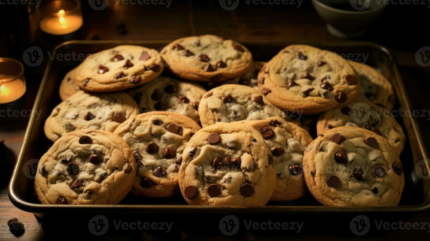 hecho en casa chocolate chip galletas ai generado foto