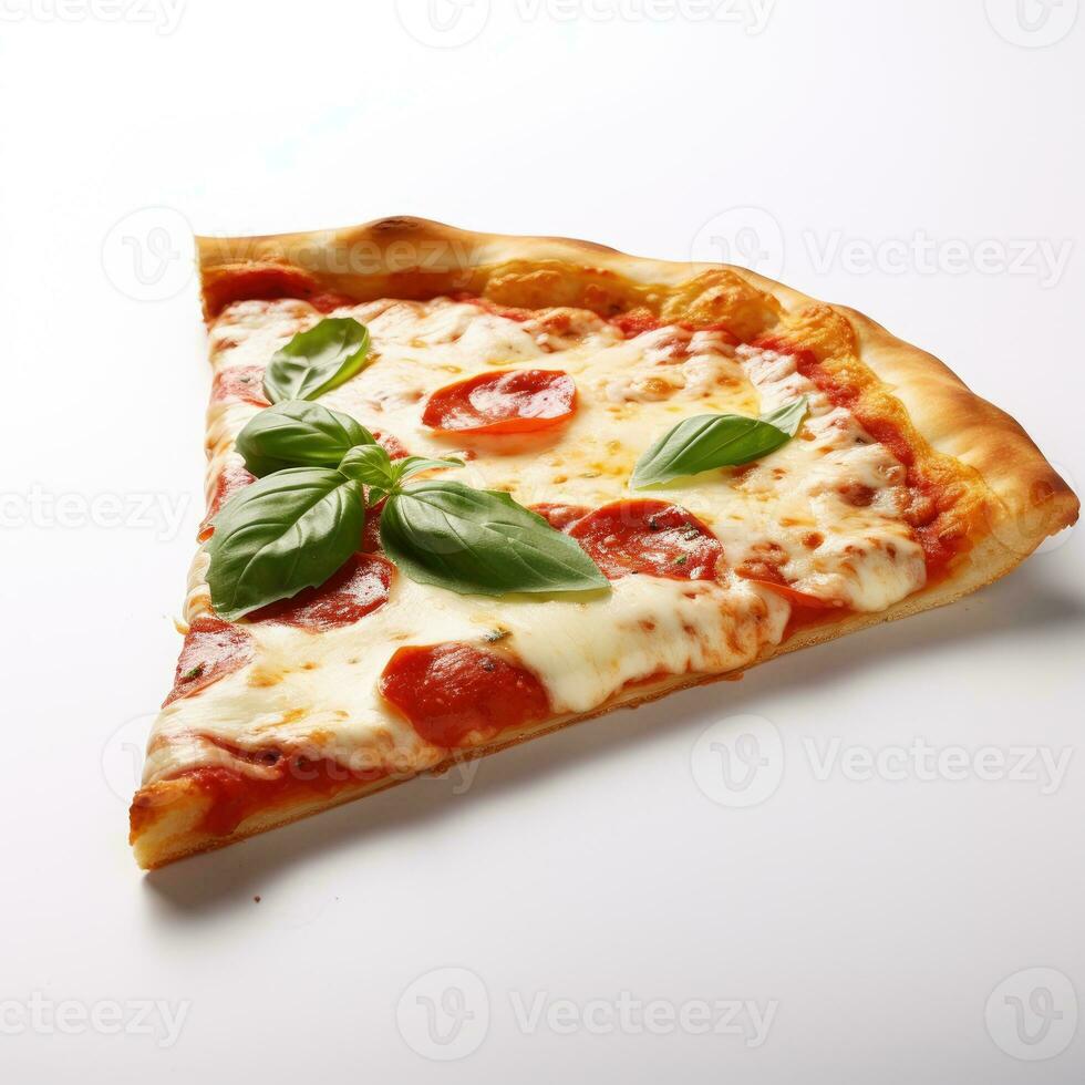 Margherita pizza piece Isolated on white background AI Generated photo