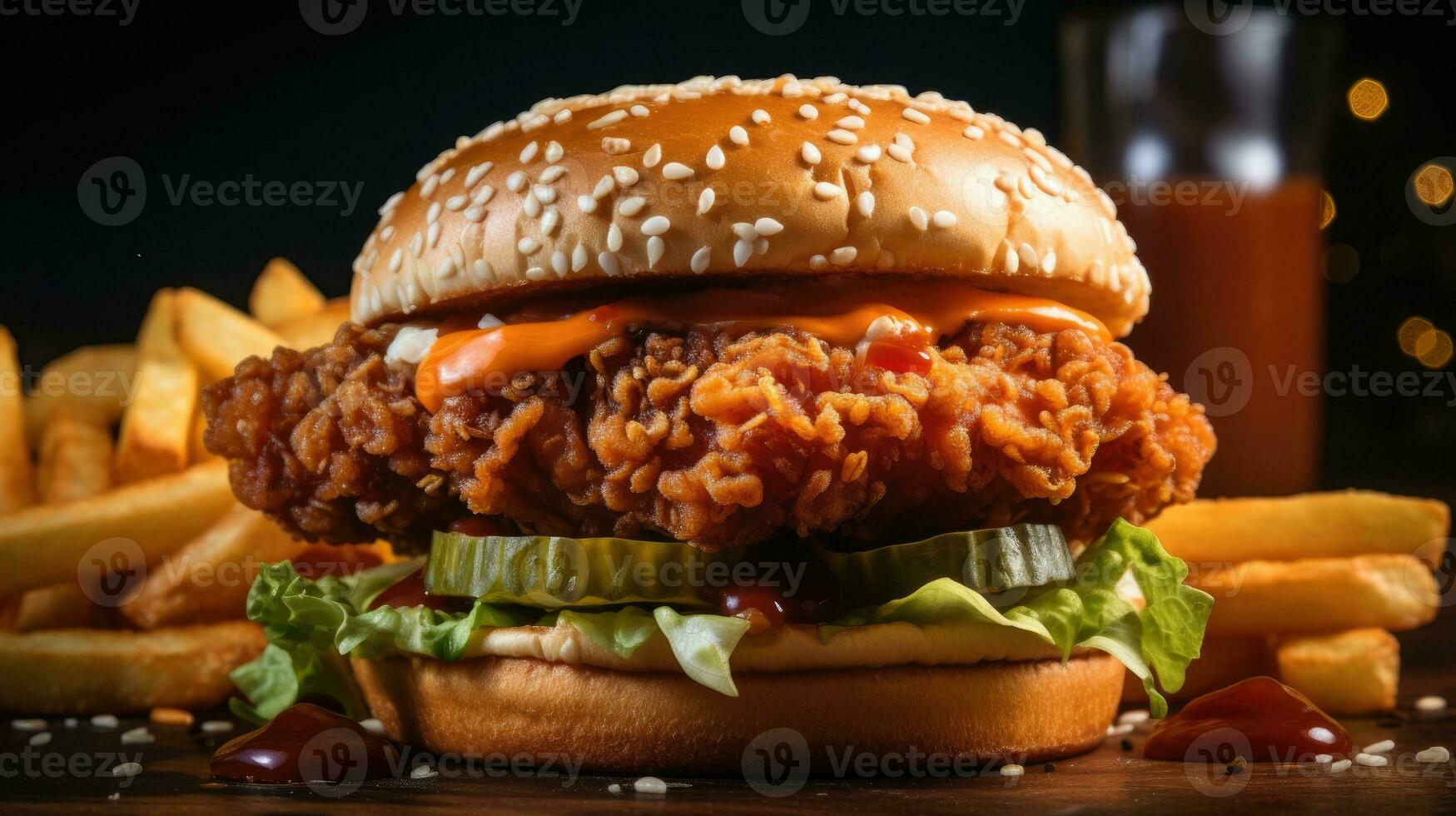 Crispy chicken burger AI Generated photo