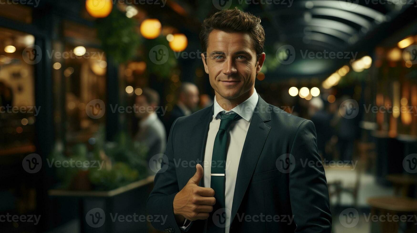 Businessman showing thumb up AI Generated photo