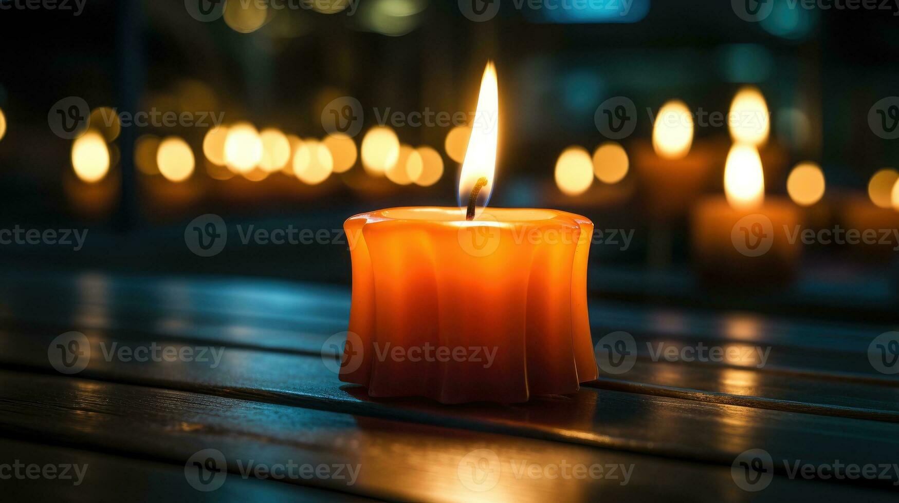 Glowing candle at nigh AI Generated photo