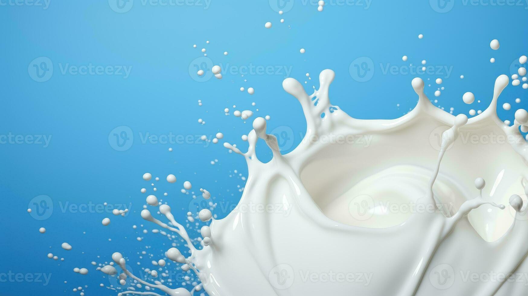 Milk on blue background AI Generated photo