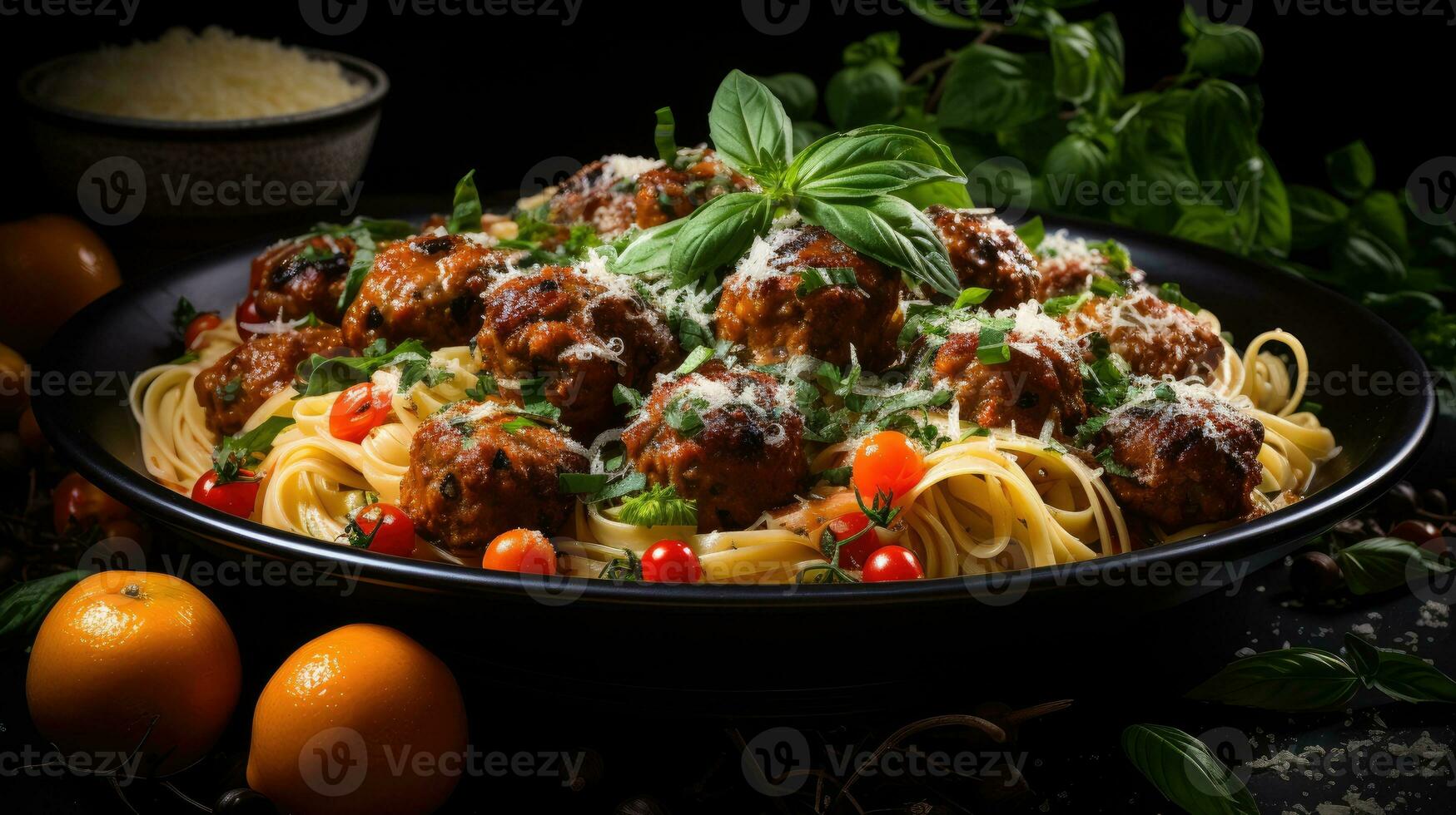 Pasta With Meatballs AI Generated photo