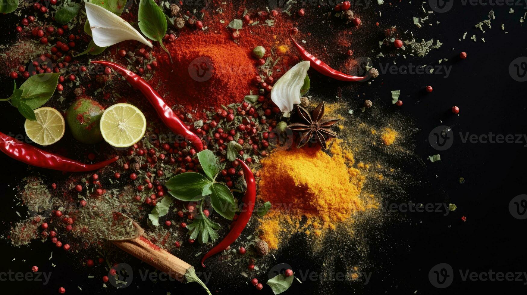 Spices splash background AI Generated photo