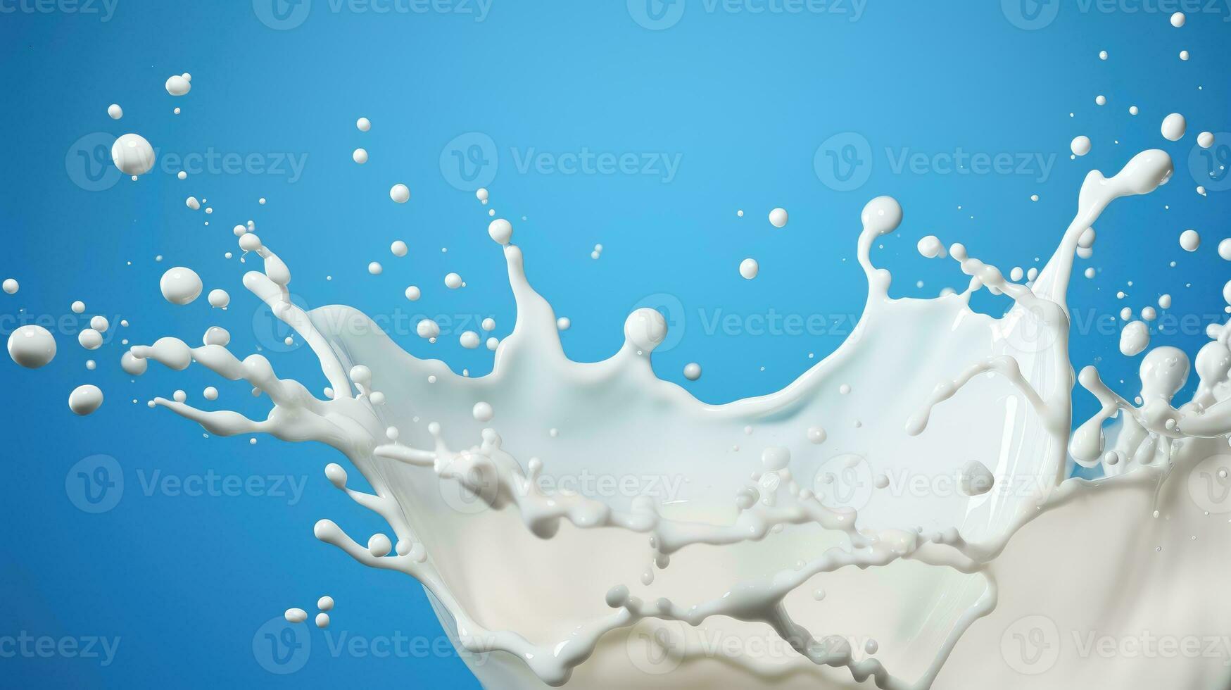 Milk on blue background AI Generated photo