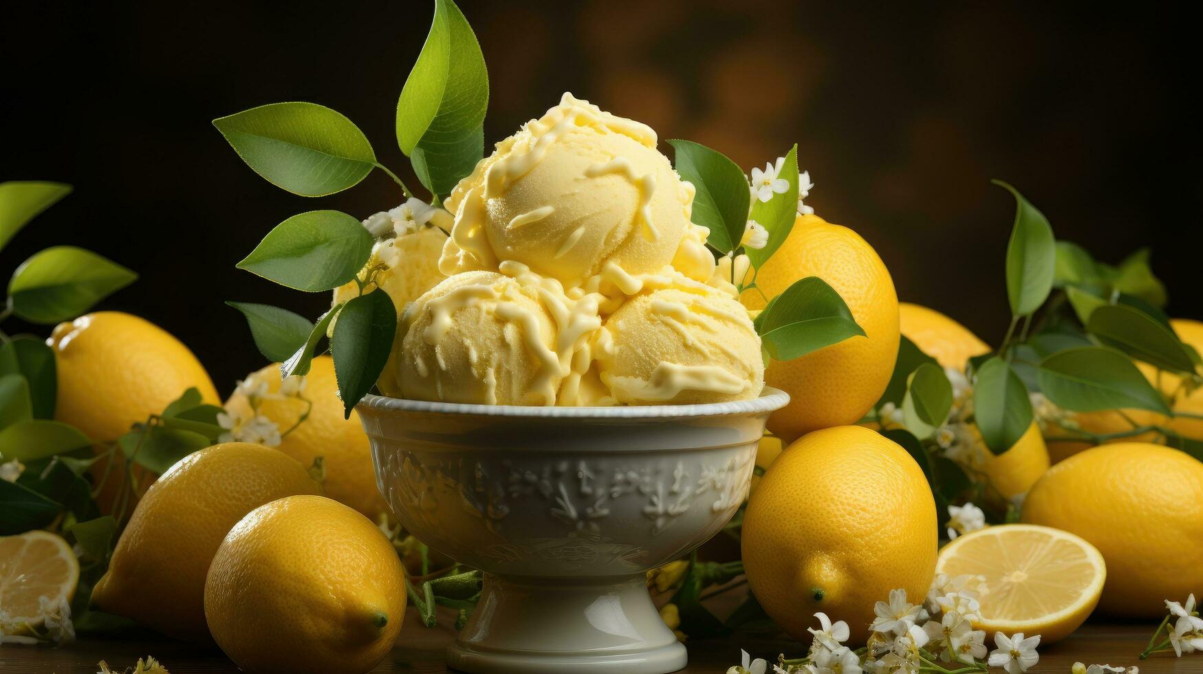 Lemon ice cream AI Generated photo