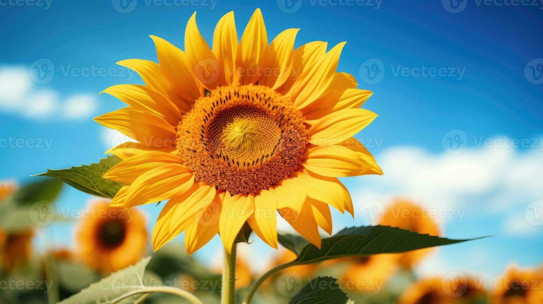 Sunflower with blue sky AI Generated photo