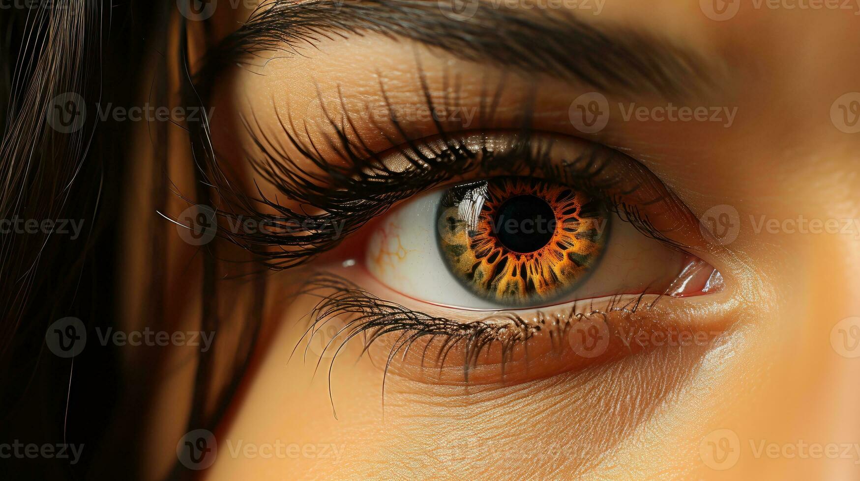 Beautiful closeup female eyes AI Generated photo