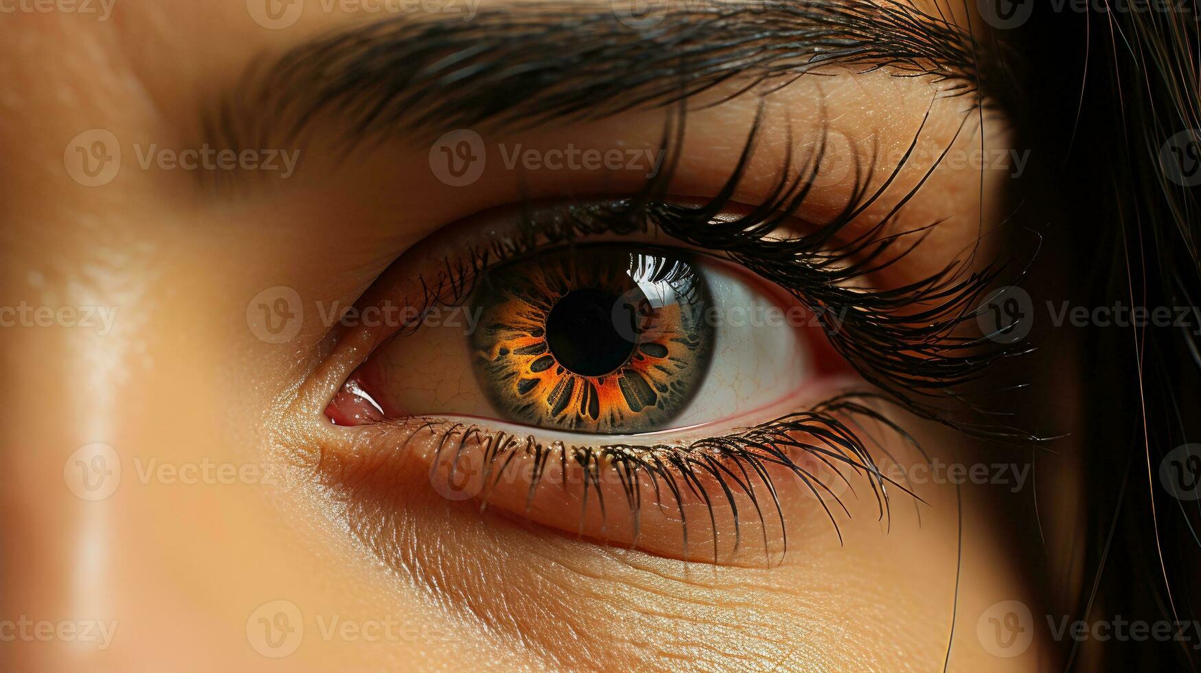 Beautiful closeup female eyes AI Generated photo